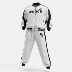 "Just Do It" Men's White And Black Tracksuit In Size Large